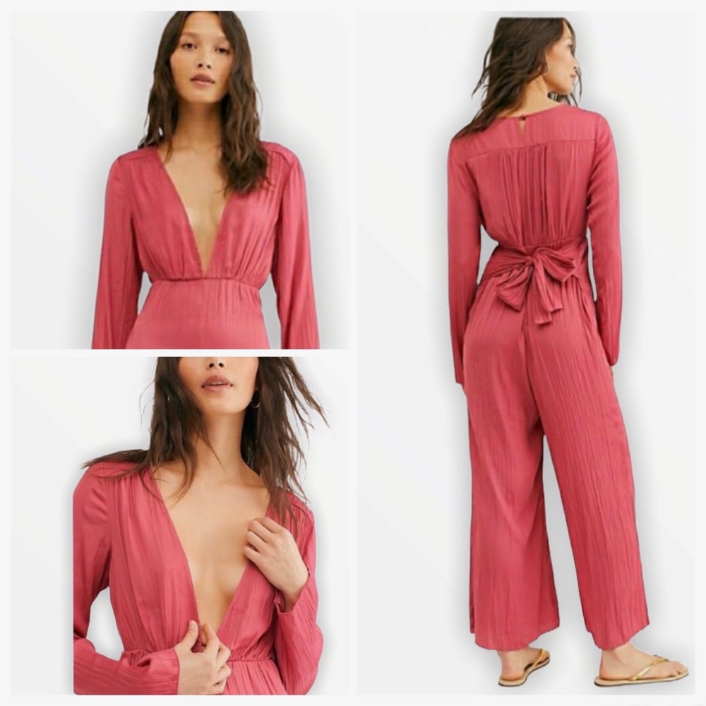 Free People Mauve Larina Pantsuit Jumpsuit size 4 NWOT